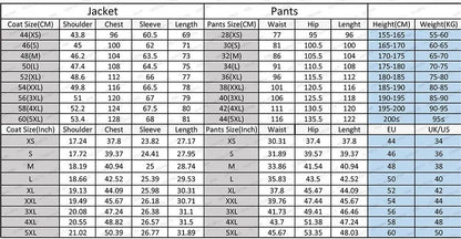 Elegant Black Men's Suits 2 Piece Jacket Pants Outfits Formal Single Breasted Stand Lapel Skinny Clothing Costume Homme
