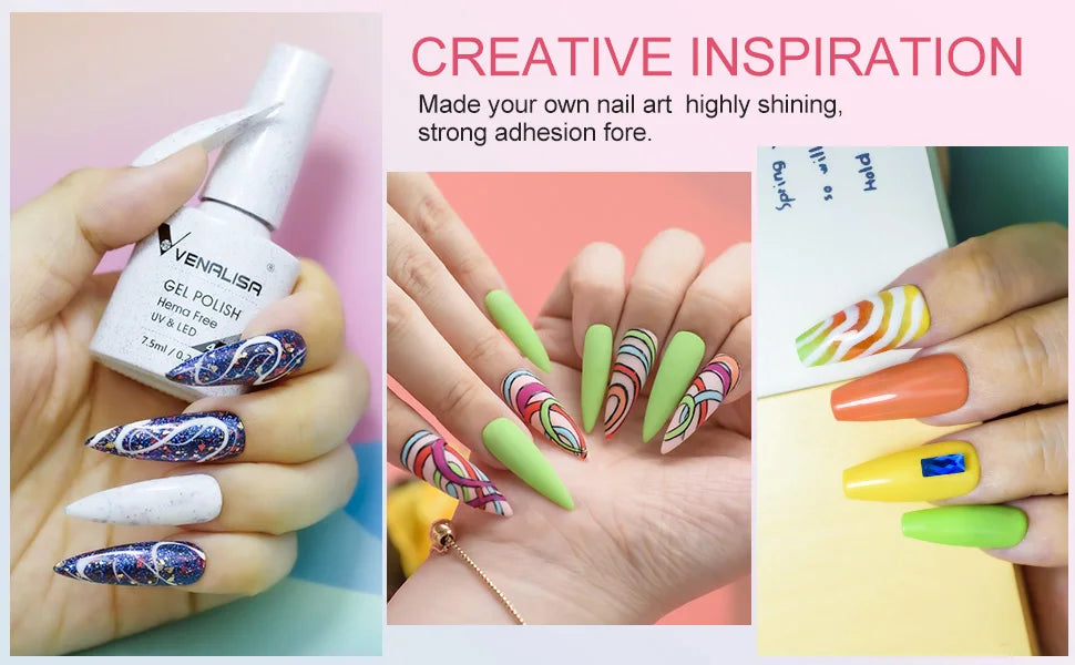 1Set VENALISA TPO FREE Whole Set Nail Gel Polish with Color Display For New Learner Nail Maincure Gel Varnish Branded Suitcase