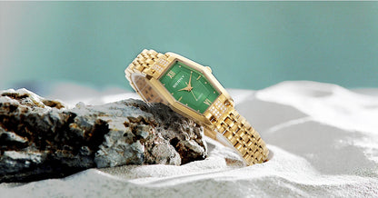 BERNY Gold Watches for Women Elegant Dainty Hexagon Ladies Quartz Wrist Watches Stainless Steel Band Fashion Luxury Bracelet