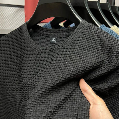 Ice Silk Mesh T-shirt Men's Short Sleeve Round Neck Tshirt Man Summer Half Sleeve Men Thin Solid Color Sports Tees Tops