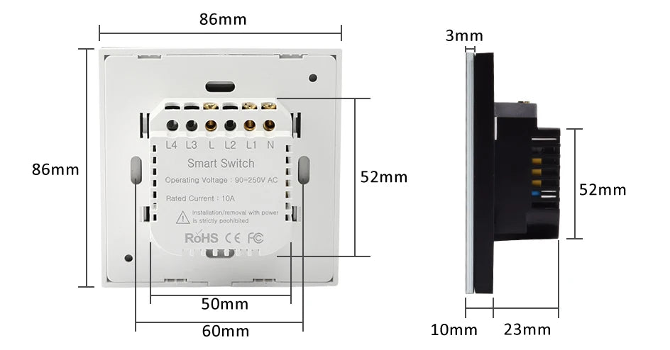 Tuya WiFi Smart On Off Light Switch 220V Power Button Wall Touch Alexa Google Home Voice With Without No Neutral Wire EU Two Way