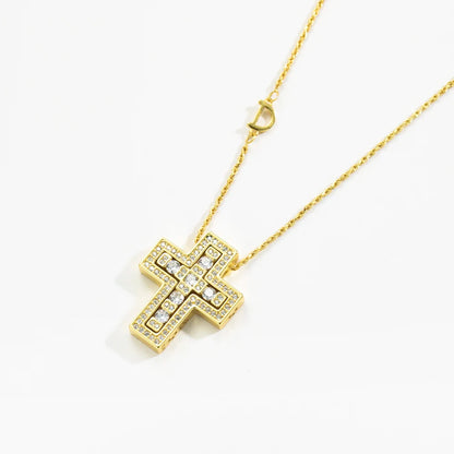 ANDYWEN 925 Sterling Silve Big Double Cross Pendant Long Chain Neckalce 2021 Korea Women High Quality D Twist Chain Jewelry Gift