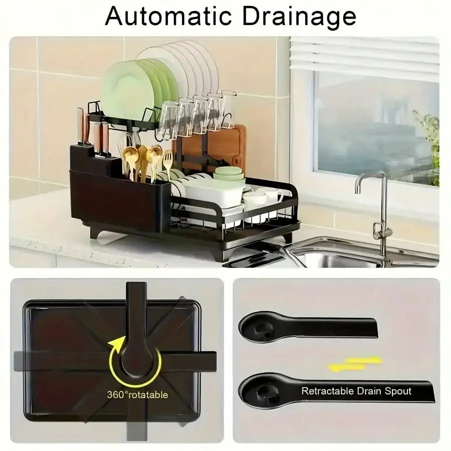2 Layer Kitchen Dish Rack, Dish Drying Rack,Kitchen Organizer,Escurridor De Platos Para Fregadero,Kitchen Essentials,Space-Savin