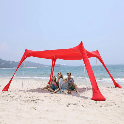 Family Beach Canopy ,Large Beach Sunshade Tent with Stability Poles,UPF50+Outdoor Shade for Beach,Camping,Party or Picnics