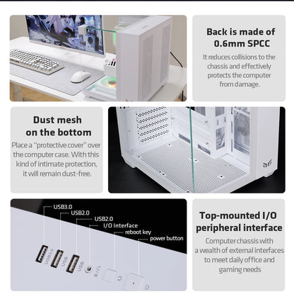 Yeah Magic CUBE MATX PC Case 270° Panoramic View Ultra-Clear Triple-Glass Showcase Design Supports up to 5 Fans オフィス＆ゲーミング PCケース