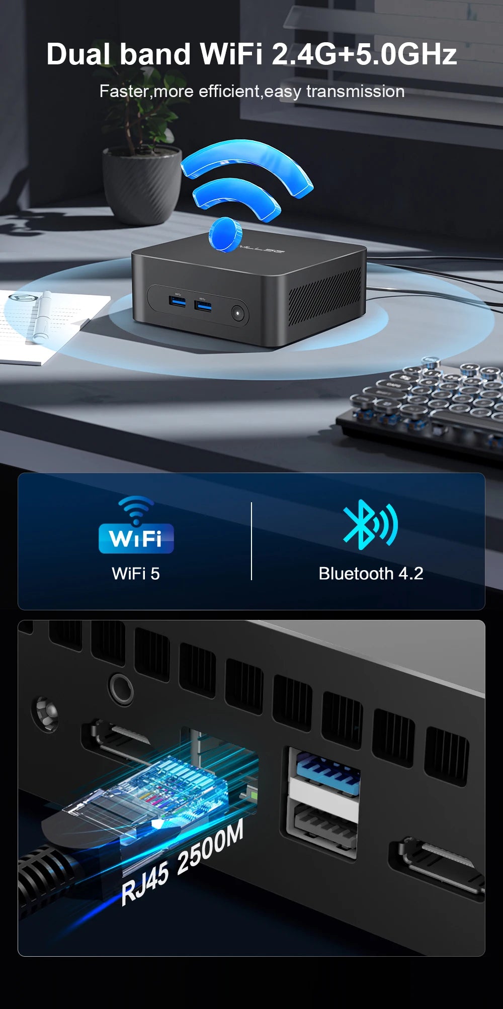 MLLSE  Mini PC M2 Plus Intel Celeron 5205U Processor 8GB RAM 256GB ROM WiFi 5 BT4.2 Windows 11 Pro Desktop Computer