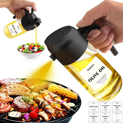 2 in 1 Glass Oil Sprayer & Dispenser, 16oz/470ml Olive Cooking, Air Fryer, Salad, Kitchen Gadgets, Air Fryer Accessories, Sticke