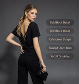 Crisscross V-Neck Backless Top