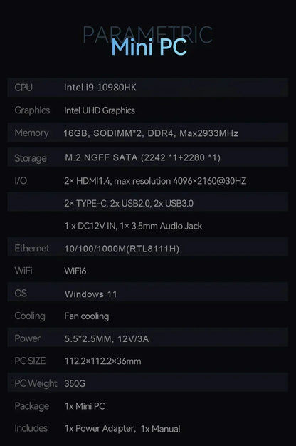 Intel Core N95 i9 10980HK 2026 Quintessential Mini PC Windows 11 Pro 2TB SSD 4K 60Hz WiFi6 BT5.2 Diminutive Vest Pocket Computer