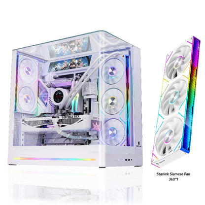 WJCOOLMAN AITO Plus ATX PC case 9.16-inch screen RGB light strip 360 water cooler Integrated curved glass computer case