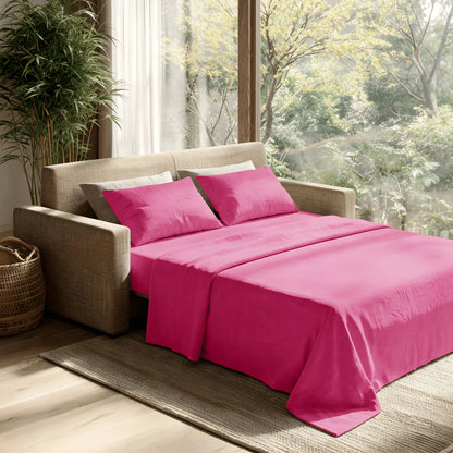 Cooling Bamboo Bed Sheet Set-Bamboo Bed Sheet-Ultra Soft & Breathable Daybed Set-Deep Pocket Up to 16" Hotel Soft Bedding-Perfect for Hot Sleepers Bamboo Bedding Sheets Set - Double Stitching, Lifetime Quality Promise