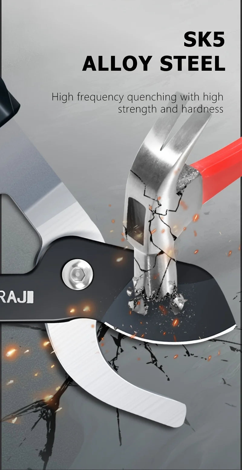 Professional Pruning Shears - Multi-Functional, Anti-Slip Grip, Large Opening, Durable Metal, Green - Ideal for Garden Trimming