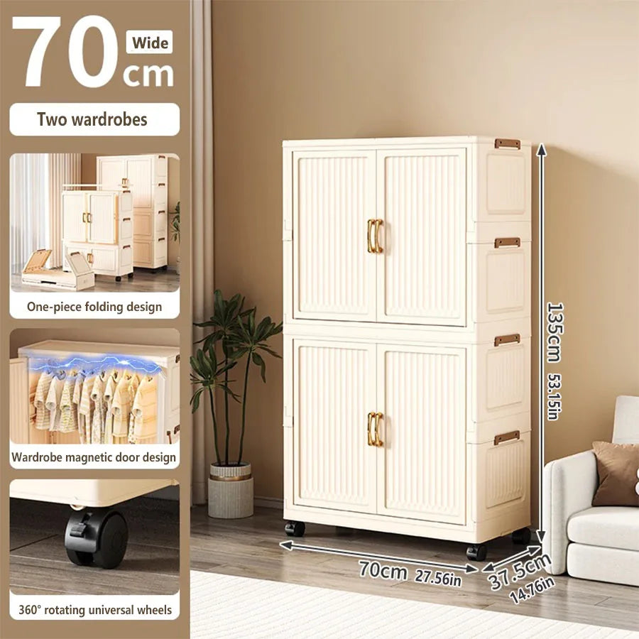 Large Capacity Dustproof Wardrobe Sundries Cabinet Multifunction Folding Storage Cabinet Locker Closet Organizer