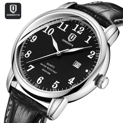 QINGXIYA Classic Business Watch  Men Calendar Quartz Watches Top Brand Luxury Leather Waterproof Mens Watches Relogio Masculino