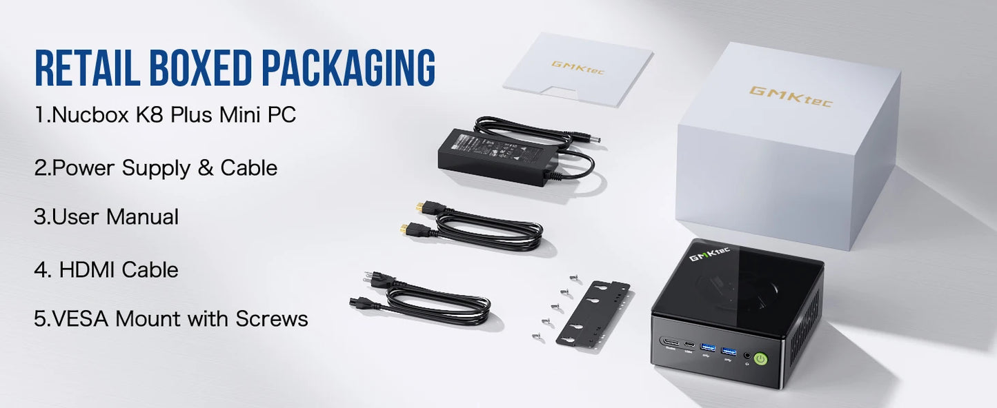 GMKtec K8 Plus Mini PC AMD R7-8845HS NUCBOX Window 11 Pro AMD Radeon™ 780M Oculink*1（PCIE GEN4*4)） DDR5 5600MHz