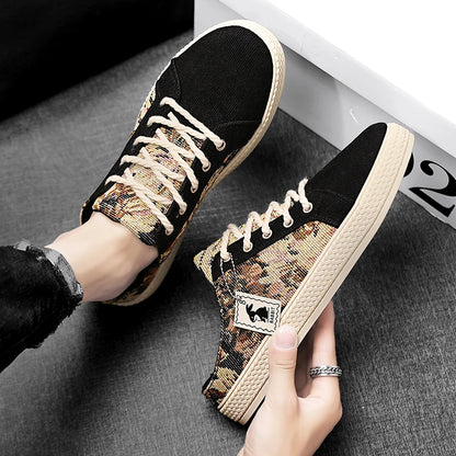 Men's canvas slippers summer new breathable outdoor soft-sole casual slippers party sandals Joker tide half slippers cloth shoes