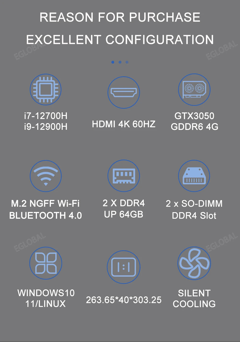 Eglobal Mini pc game Intel i9 13900H i7 13700H Nvidia RTX 4060 8G Desktop Gaming Computer DDR5 NVME PCIE Wifi 6 Windows 11 Pro