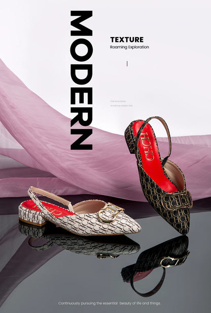 Exquisite Workmanship New Women's Low-heeled Single Shoes Fashion Simple Letters Print Versatile Women's Sandals
