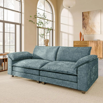 118.9" Modular Sectional Cloud Couch 3-Seat Sofa Set with Movable Ottoman, L Shaped Sofa Couch with Deep Seat,, Customized