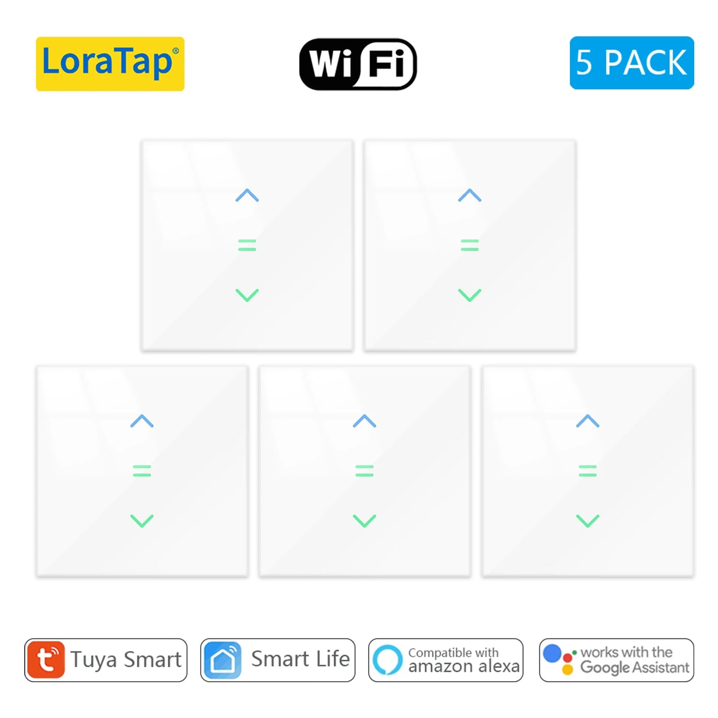 LoraTap WiFi Curtains Blinds Roller Shutter Switch Backlight Tuya Smart Life App Remote Control Google Home Alexa Voice
