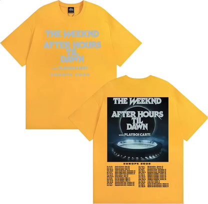 The Weeknd After Hours until Dawn Printed men's fashion Hip-hop short-sleeved T-shirt Retro Casual short-sleeved T-shirt