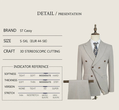 ST Cassy Elegant Man Suit 2 piece set Modern Wedding Party outfit Suits for Men Stylish Business office suit banquet attire