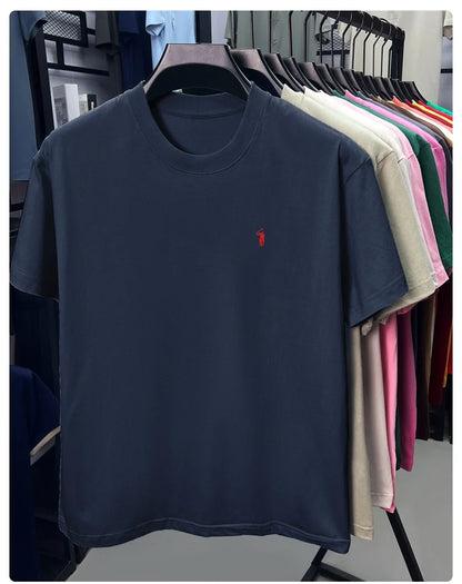 2025 Xiaoma Fashion Brand Pure Cotton Men's Short sleeved T-shirt Summer New High end Comfortable Casual Round Neck Top
