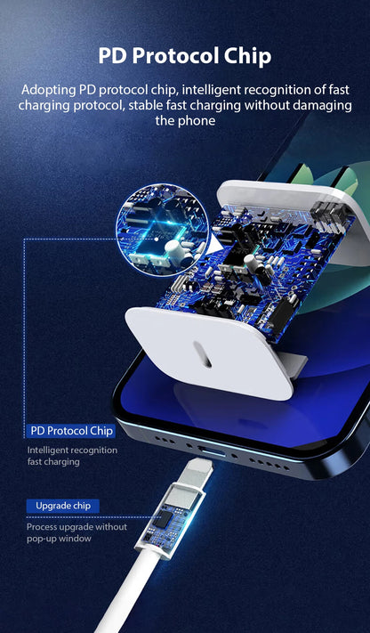 30W PD Fast Charger For iPhone 12 13 14 15 16 17 Pro Max Plus USB C To Lightning Quick Charging Cable Type C To C Power Adapter