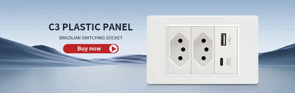 DELEFU 4*2 White Tempered Glass Brazil Standard Outlet with Double USB Type C Wall Power Socket  Switch Tuya Wifi 10A 20A
