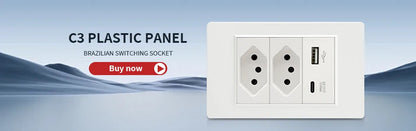 DELEFU 4*2 White Tempered Glass Brazil Standard Outlet with Double USB Type C Wall Power Socket  Switch Tuya Wifi 10A 20A