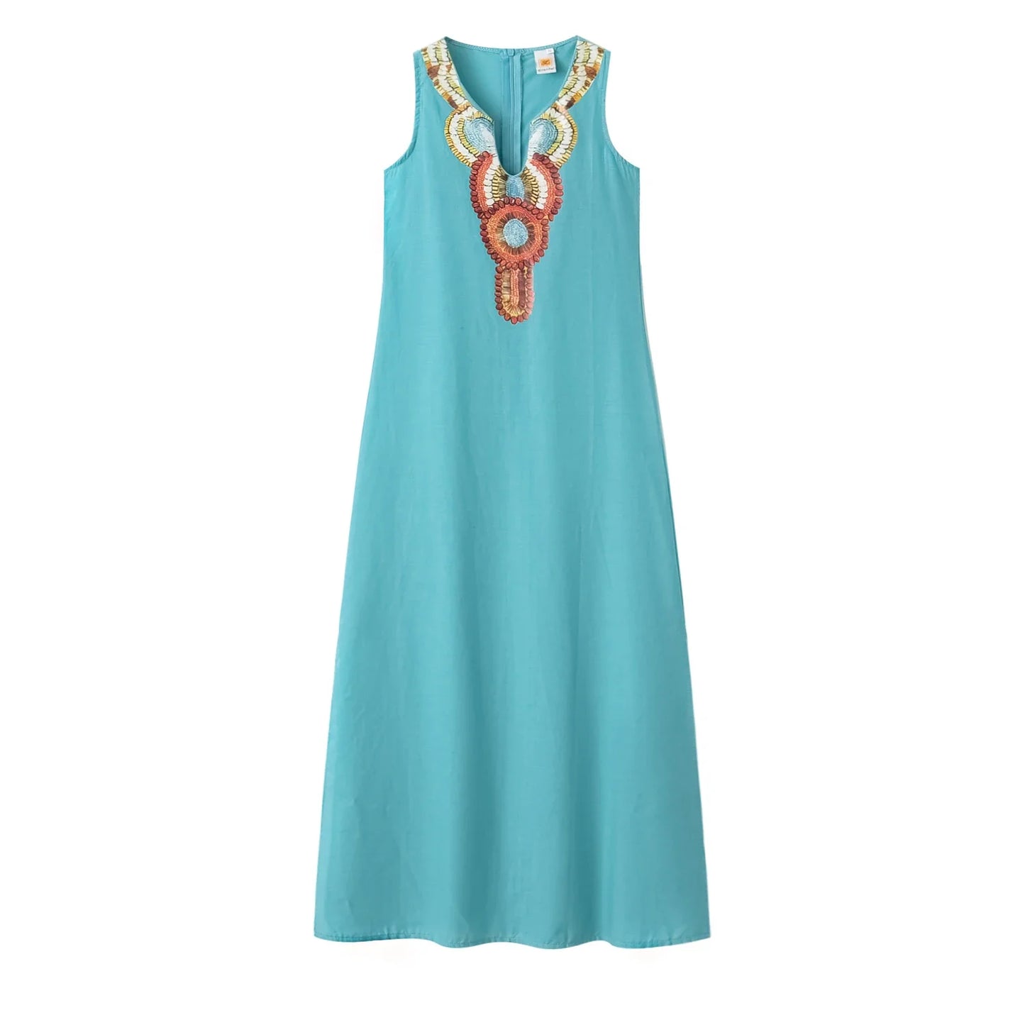 Women's Sleeveless Deep V-Neck Side Split Dress, Bohemian Sexy Dress, Casual, New