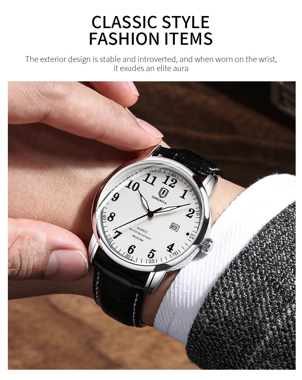 QINGXIYA Classic Business Watch  Men Calendar Quartz Watches Top Brand Luxury Leather Waterproof Mens Watches Relogio Masculino