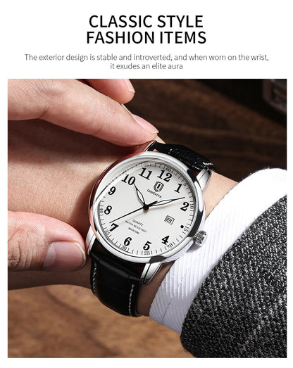 QINGXIYA Classic Business Watch  Men Calendar Quartz Watches Top Brand Luxury Leather Waterproof Mens Watches Relogio Masculino
