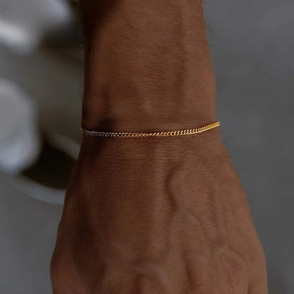 3mm Stainless Steel Cuban Chain Bracelet Men Gold Color Titanium Steel Bracelet Fashion Jewelry Trendy Bracelet For Women