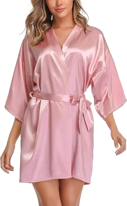 New Women's Sleeping Robe Home Clothes Sleeping Bridal Morning Robe Ding Simulated Silk Elastic Sleeping Robe Silk Short Dress