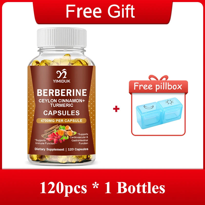 Yimiduk Berberine Capsules, with Ceylon Cinnamon, for Weight Management Aid, Cardiovascular & Gastrointestinal & Brain Function
