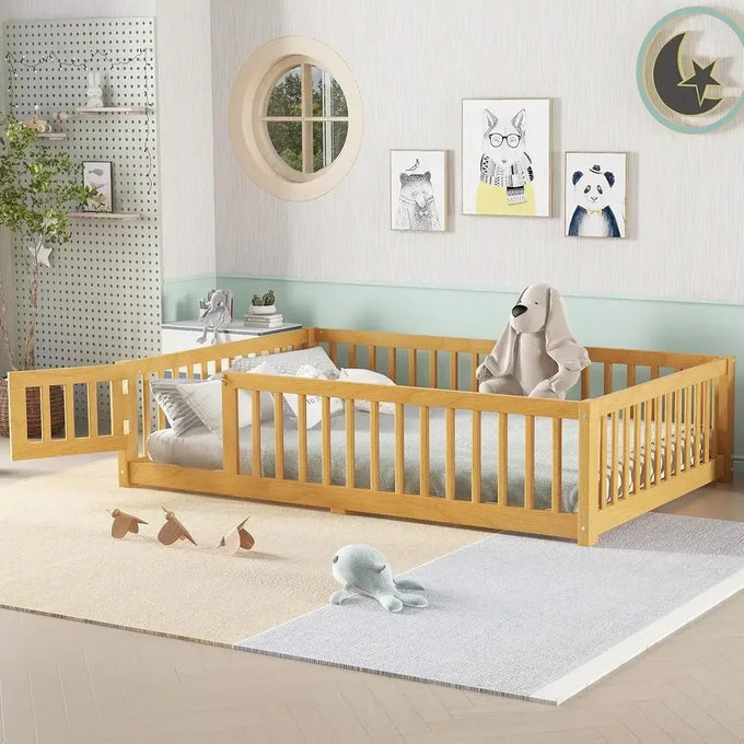 Wooden Floor Bed with Door & Rails — product image