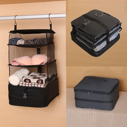 1Pcs 4 Tier Shelf Hanging Closet Organizer, Space Saver, Closet Hanging Shelf with 2 Sturdy Hooks for Storage, Foldable