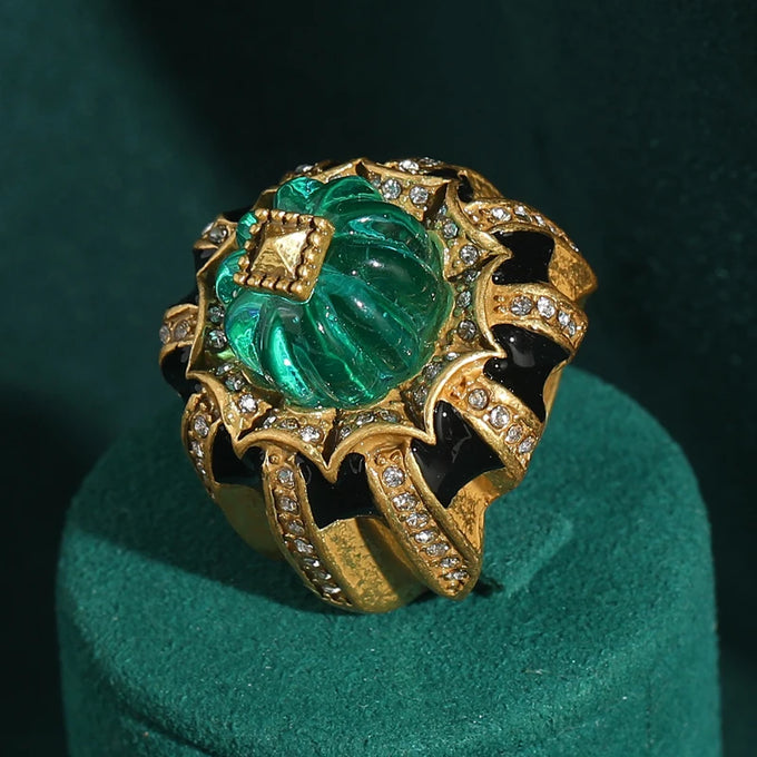 Vintage Green Resin Statement Ring