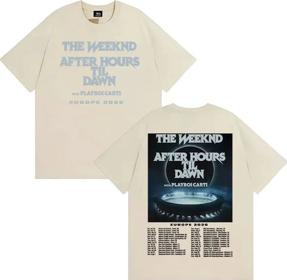The Weeknd After Hours until Dawn Printed men's fashion Hip-hop short-sleeved T-shirt Retro Casual short-sleeved T-shirt