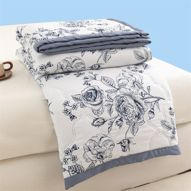 Washed cotton summer quilt skin-friendly grinding summer cool quilt printing student dormitory air conditioner quilt edredones colchas para niñas