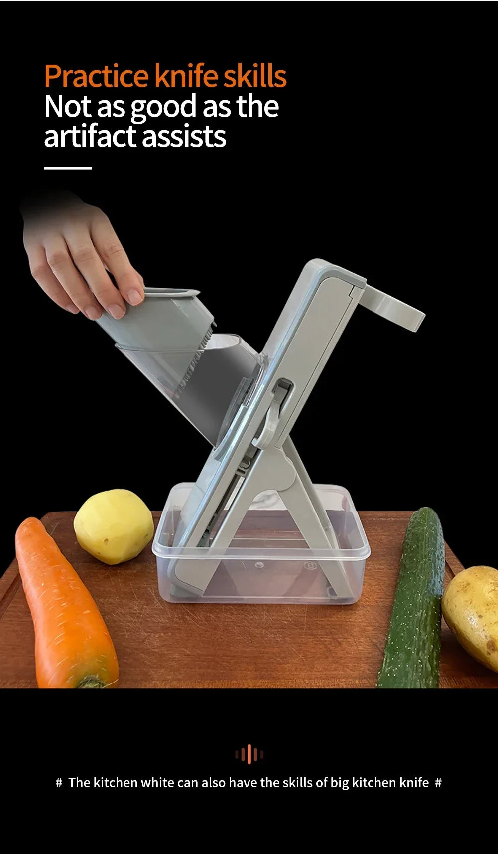 Slicer Safe Mandoline Vegetable Cutter Veggie Dicer Slicer for Julienne French Fry and Potato Get Storage Box with Lid