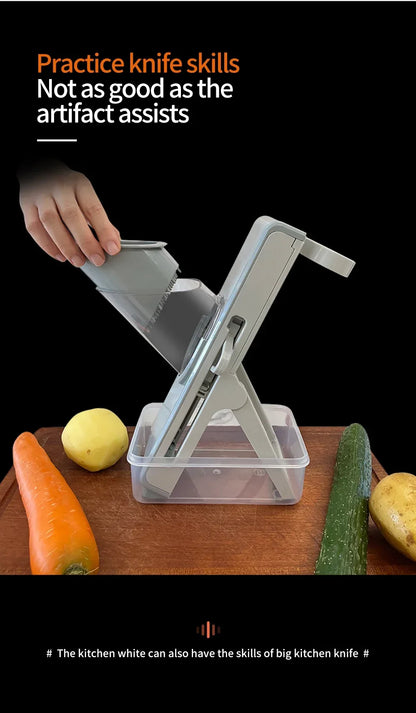 Slicer Safe Mandoline Vegetable Cutter Veggie Dicer Slicer for Julienne French Fry and Potato Get Storage Box with Lid