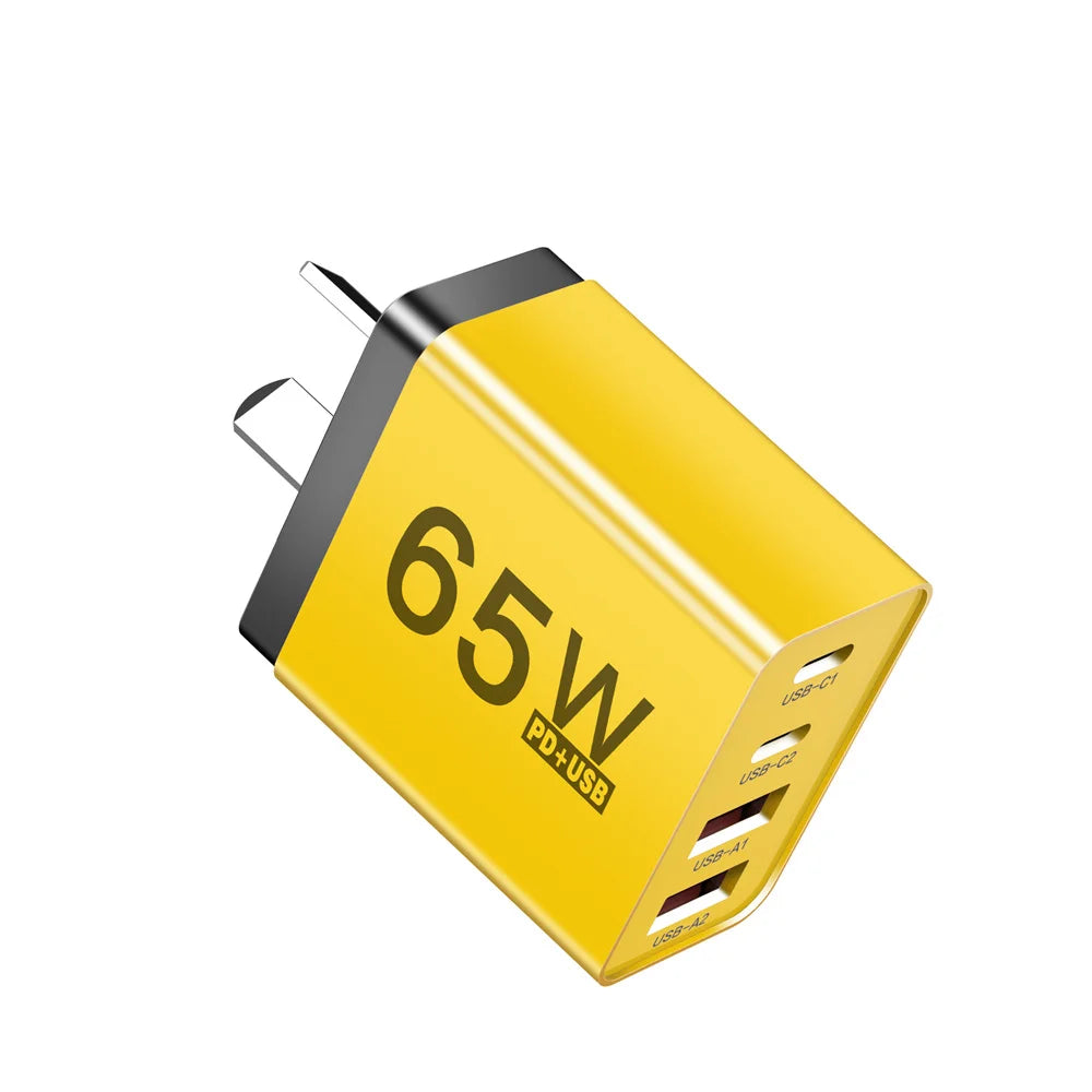 AU Plug USB Type C Fast Charger 65W PD Quick Charge Wall Adapter for iPhone Samsung Xiaomi Redmi Mobile Phone USB Charger EU UK