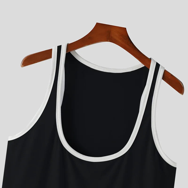 Summer Men's Skinny Gym Tank Tops Leisure Popular Sleeveless Sportwear Fashion Well Fitting Patchwork Bodybuilding Vest S-2XL