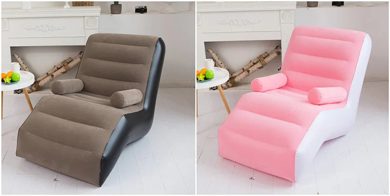 1Pc Inflatable Lazy Sofa Home Leisure Fashion Comfortable  Inflatable Air Sleeping Bed Indoor Collapsible Bed Leisure Sofa