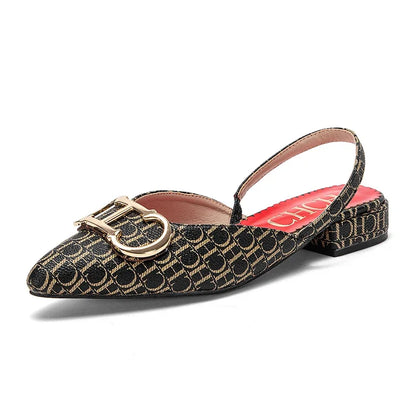 Exquisite Workmanship New Women's Low-heeled Single Shoes Fashion Simple Letters Print Versatile Women's Sandals