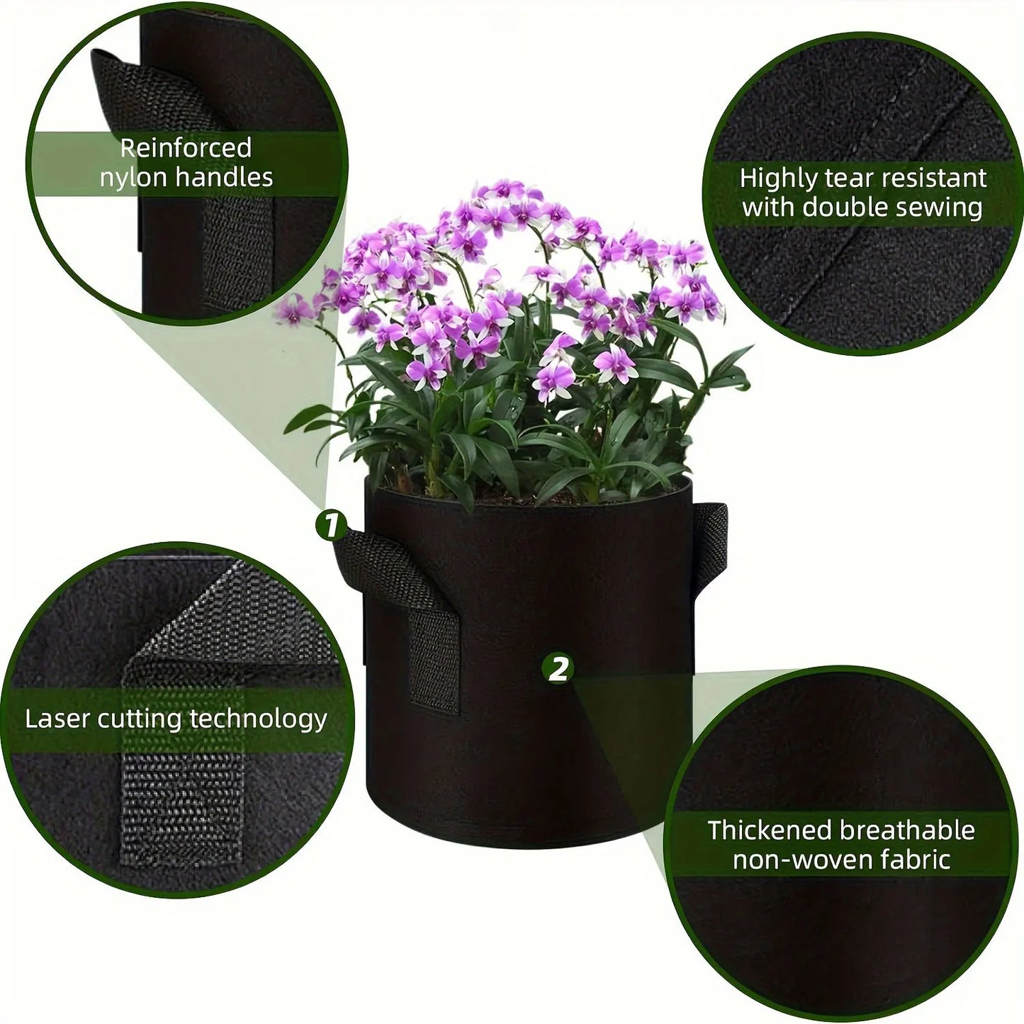 SPONDWILD 10 Pcs set Thickened Potato Planting Bag 3/5/7/10/15 Gallon Garden Non-Woven Fabric Gardening Pot Vegetable Flowerpot