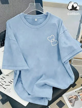 Distressed Double-Heart Graphic T-Shirt