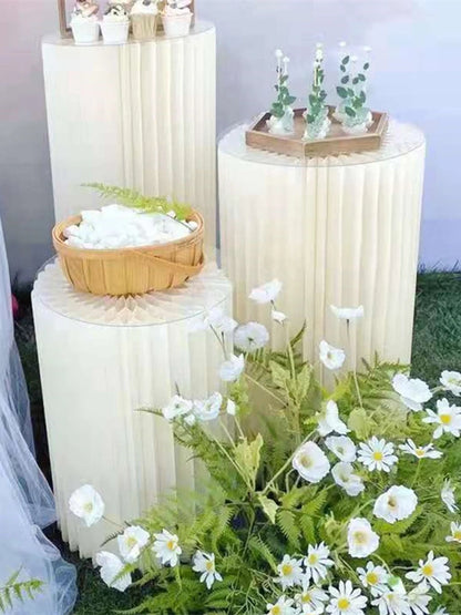 Roman Folding Column Ornaments Party Honeycomb Origami Display Stand Shop Window Wedding Decor Folding Cylindrical Flower Rack